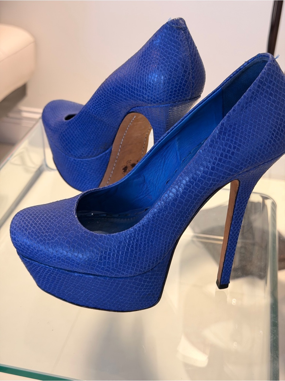 Women's Platform Stiletto Pumps in Cobalt Blue